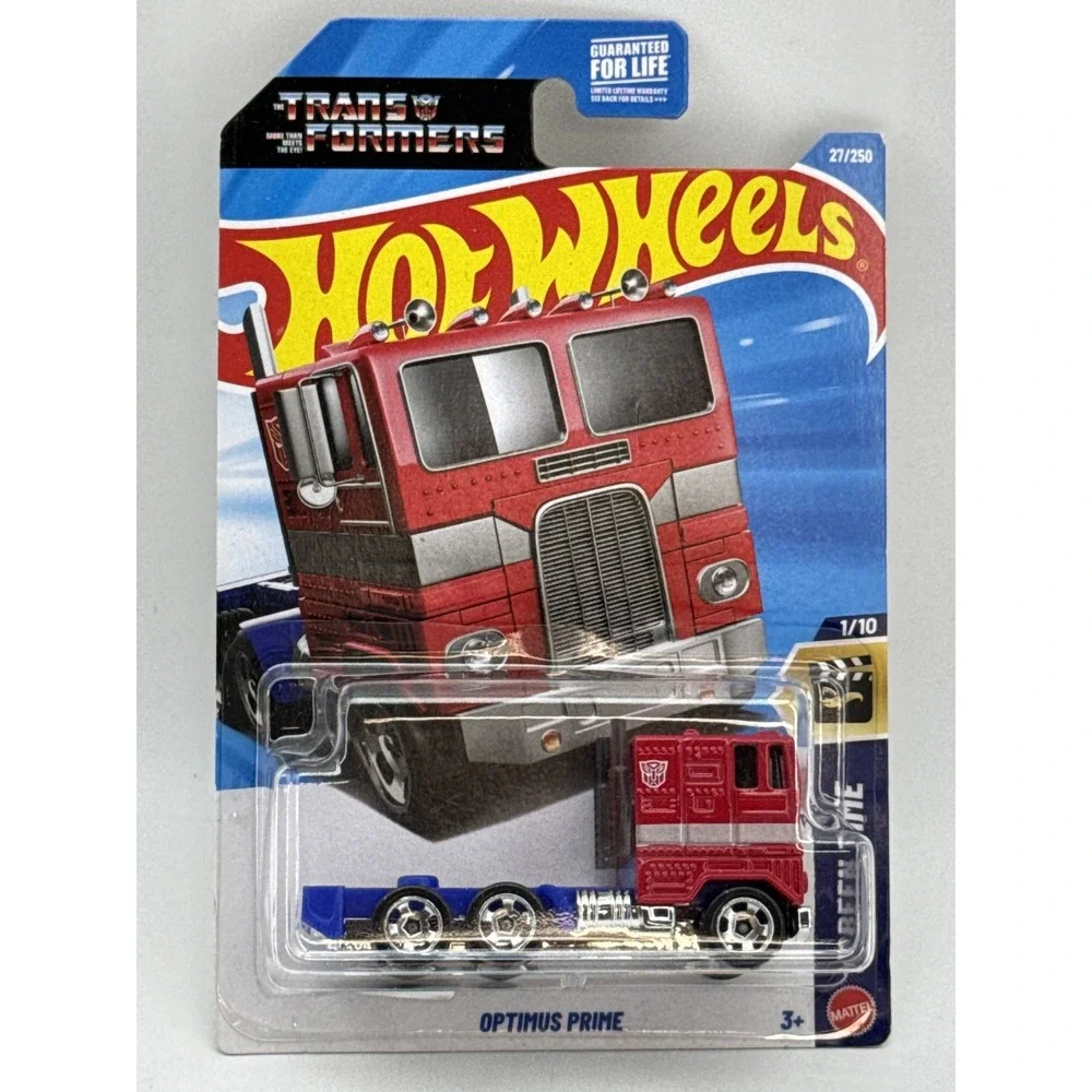 Mattel Hot Wheels Optimus Prime Transformers Die Cast Car 1/10 Red/Blue Metal